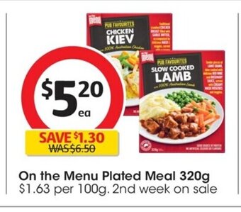 Coles On The Menu Plated Meal 320g offer
