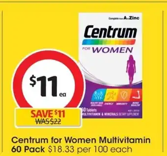 Coles Centrum For Women Multivitamin 60 Pack offer