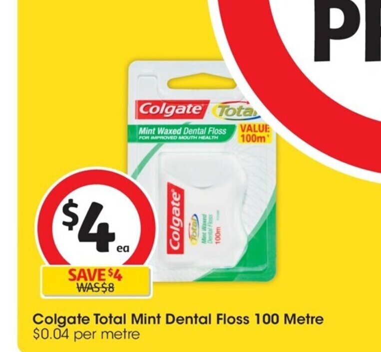 Colgate Total Mint Dental Floss 100 Metre offer at Coles