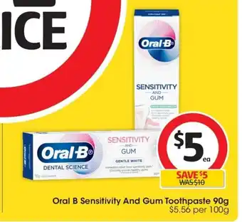 Coles Oral B Sensitivity And Gum Toothpaste 90g offer