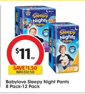 Coles Babylove Sleepy Night Pants 8 Pack-12 Pack offer