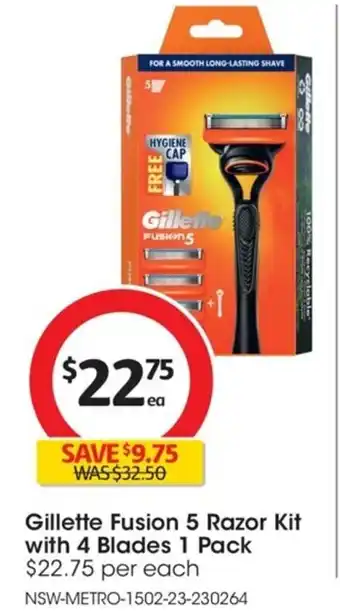 Coles Gillette Fusion 5 Razor Kit with Blades 1 Pack offer