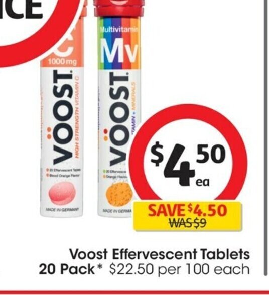 Voost Effervescent Tablets 20 Pack offer at Coles