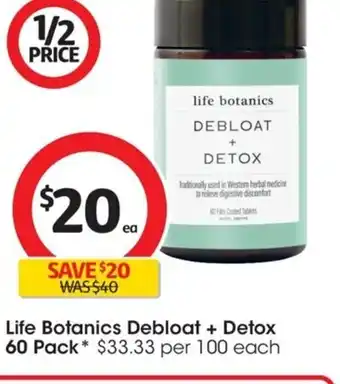 Coles Life Botanics Debloat+ Detox 60 Pack offer