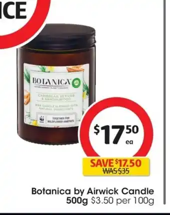 Coles Botanica By Airwick Candle 500g offer