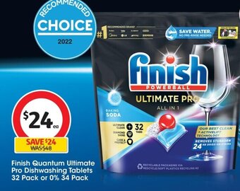 Coles Finish Quantum Ultimate Pro Dishwashing Tablets 32 Pack or 0% 34 Pack offer