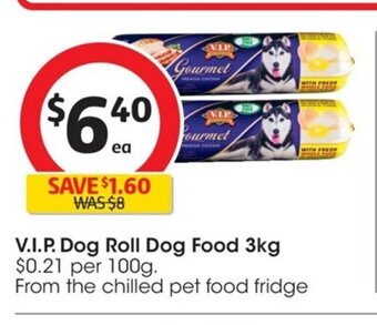 Coles V.I.P Dog Roll Dog Food 3kg offer