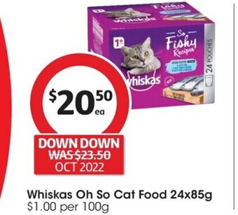 Coles Whiskas Oh So Cat Food 24x85 g offer