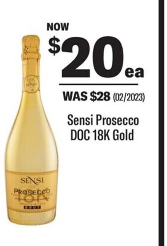 Coles Sensi Prosecco DOC 18K Gold offer