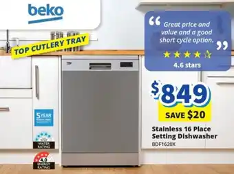 Bi-Rite beko Stainless 16 Place Setting Dishwasher offer