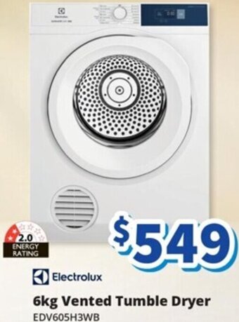 Bi-Rite Electrolux 6kg Vented Tumble Dryer offer