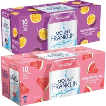 Coles Mount franklin lightly sparkling water 10x375ml offer