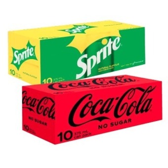 Coles Coca-cola, fanta or sprite soft drink or mount franklin lightly sparkling cans 10x375ml offer