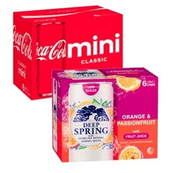Coles Coca-cola, fanta, sprite or deep spring soft drink 6x250ml offer