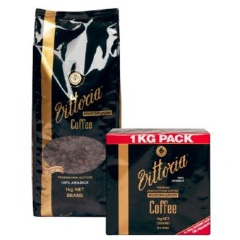 Coles Vittoria mountain grown coffee beans or ground 1kg offer