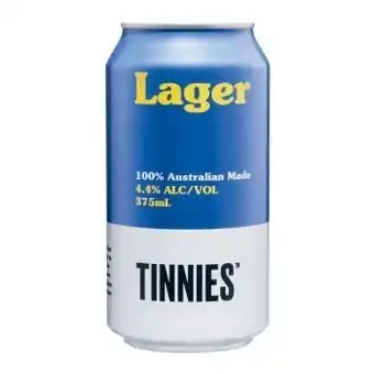 Coles Tinnies lager cans 6x375ml offer