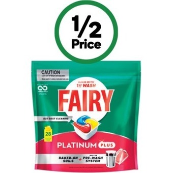 Woolworths Fairy platinum plus dishwasher tablets pk 28 offer