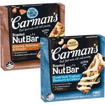 Woolworths Carman’s nut bars 160-175g pk 5 offer