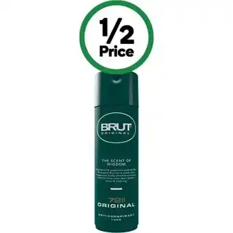 Woolworths Brut aerosol 72 hr anti perspirant deodorant 130g offer