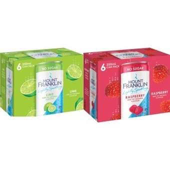 Coles Mount franklin lightly sparkling water 6x250ml offer