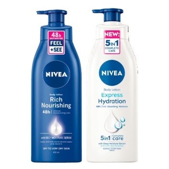 Coles Nivea express hydration or rich nourishing body lotion 400ml offer