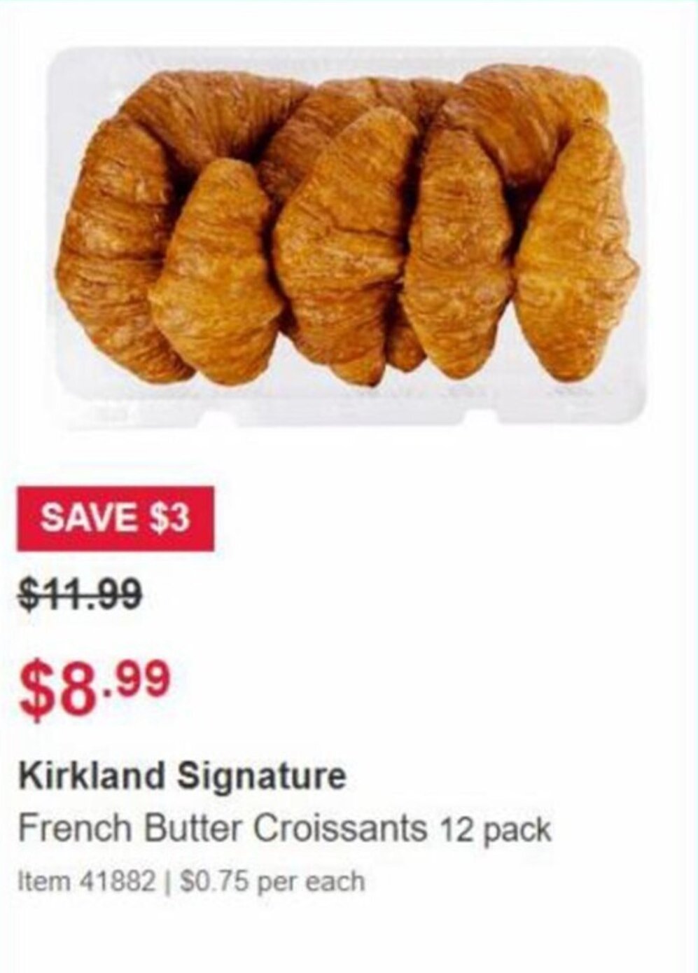 Kirkland Signature French Butter Croissant 12 Pack offer at Costco