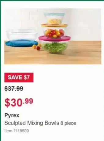 Costco Pyrex Sculpted Mixing Bowls 8 Piece offer