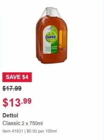 Costco Dettol Classic 2x750ml offer