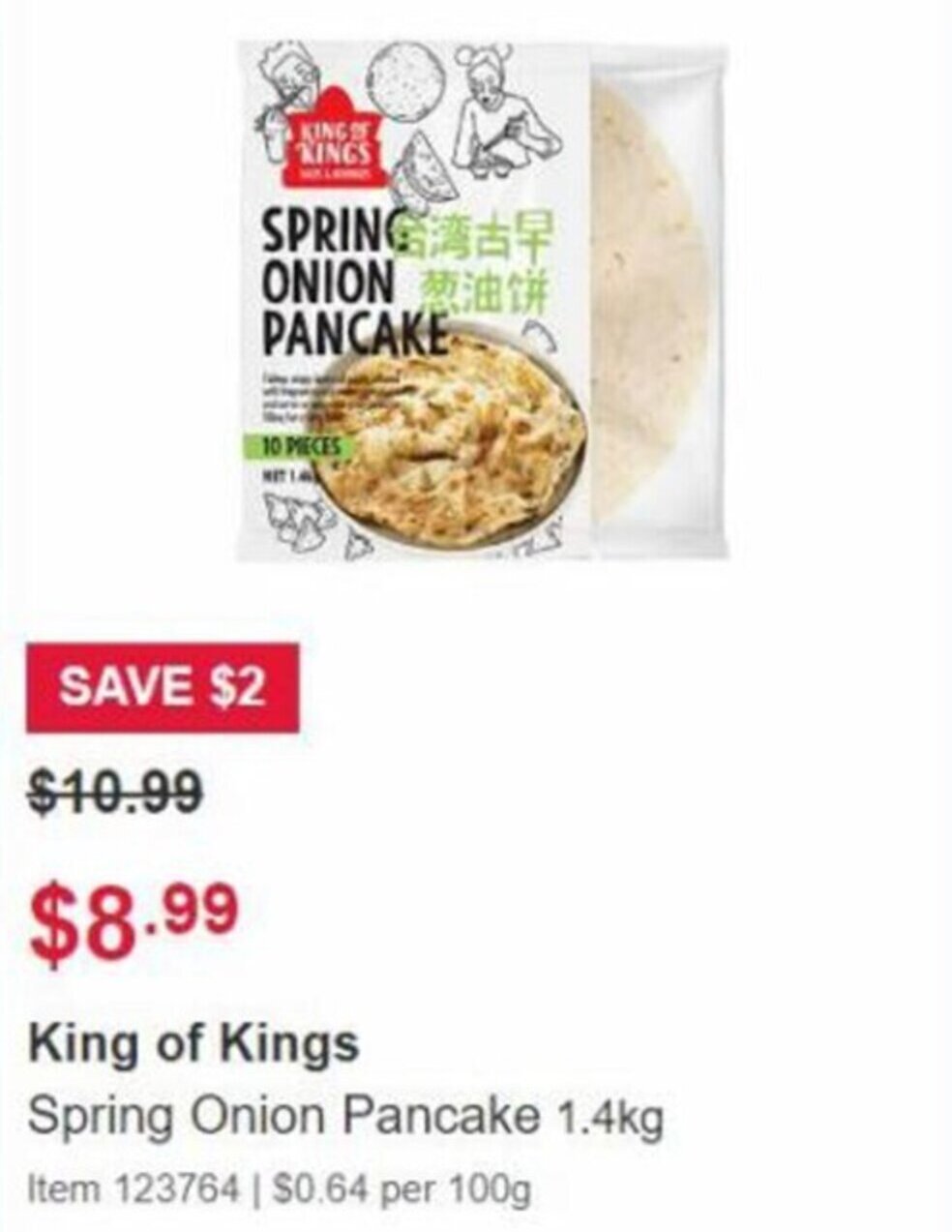 King of Kings Spring Onion Pancake 1.4kg offer at Costco