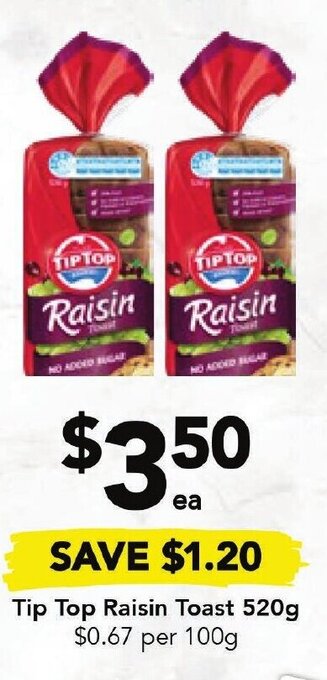 Drakes Tip Top Raisin Toast 520g offer