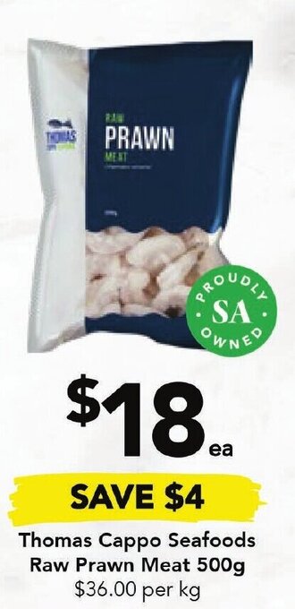 Thomas Cappo Seafoods Raw Prawn Meat 500g
