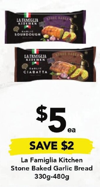 Drakes La Famiglia Kitchen Stone Baked Garlic Bread 330g-480g offer