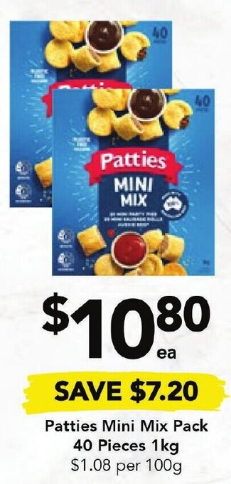 Drakes Patties Mini Mix Pack 40 Pieces 1kg offer