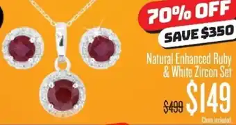 Shiels Natural Enhanced Ruby & White Zircon Set offer