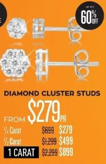 Shiels Diamond Cluster Studs 1/4 Carat offer