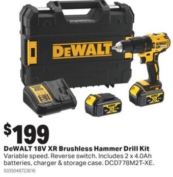 Mitre 10 DeWalt 18V XR Brushless Hammer Drill Kit offer
