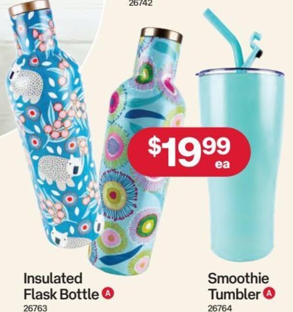 Insulated Flask Bottle, Smoothie Tumbler offer at Australia Post