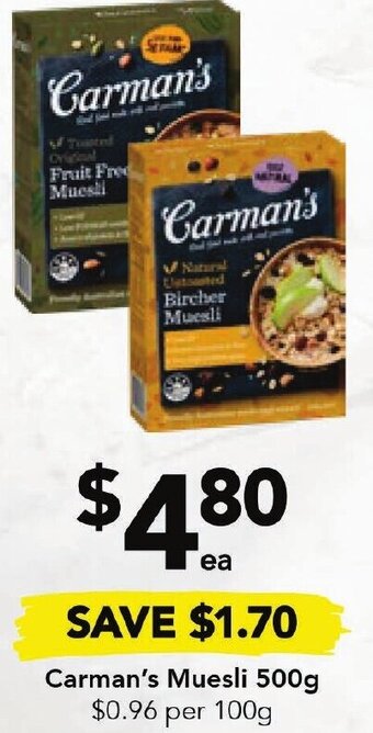 Drakes Carman's Muesli 500g offer