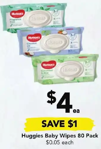 Drakes Huggies Baby Wipes 80 Pack offer
