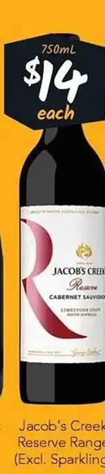Cellarbrations Jacob's creek reserve range offer