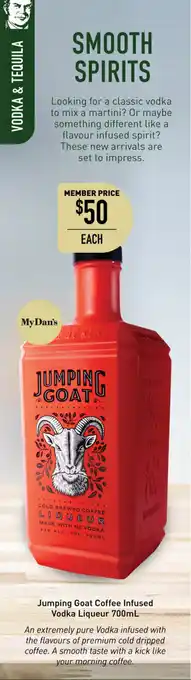 Dan Murphy's Jumping Goat Coffee Infused Vodka Liqueur 700mL offer