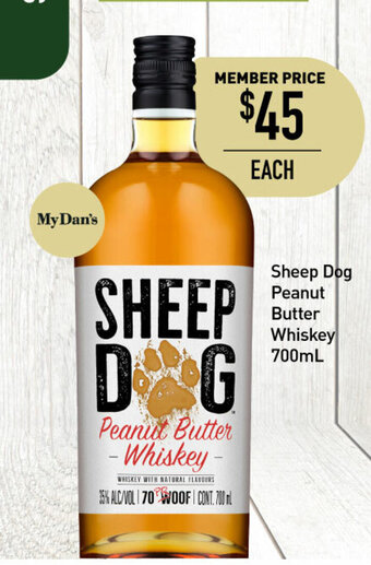 Dan Murphy's Sheep Dog Peanut Butter Whiskey 700mL offer