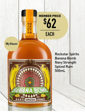Dan Murphy's Rockstar Spirits Banana Bomb Navy Strength Spiced Rum 500mL offer