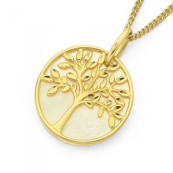 Prouds 9ct gold mother of pearl tree of life pendant offer