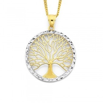 Prouds 9ct gold two tone tree of life pendant offer