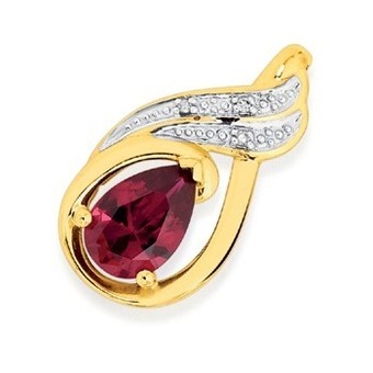 Prouds 9ct gold created ruby & diamond pendant offer