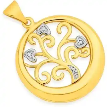 Prouds 9ct gold diamond heart tree of life pendant offer