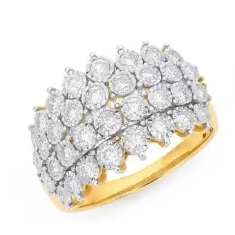 9ct two tone gold diamond wide bubble band