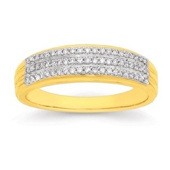 Prouds 9ct gold diamond three row band offer