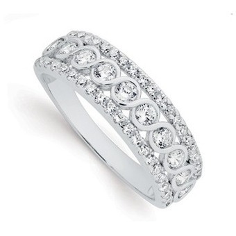 Prouds Sterling silver cubic zirconia twist in 3 row dress ring offer